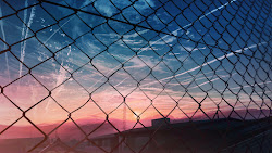 anime scenery 4k sunset sky fence moescape hd imac ultra uhdpaper