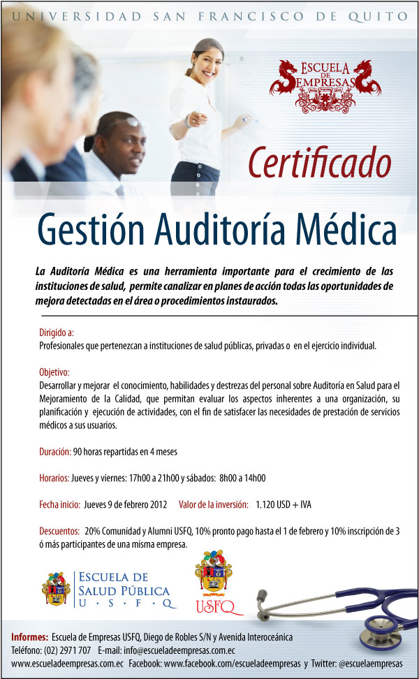 Certificado "Gestión Auditoría Médica." Inicio de clases: jueves 9 de febrero.