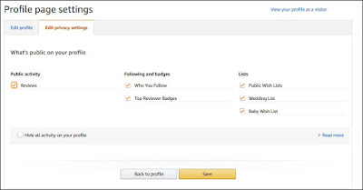 Amazon's profile privacy settings