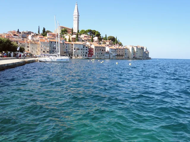 Views of Rovinj Old Town across the water