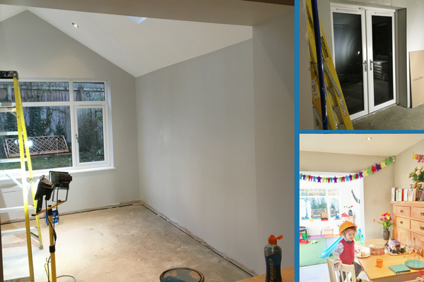playroom extension plastered and painted
