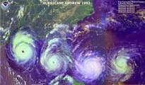 Satellite image Hurricane Andrew entering the Gulf of Mexico