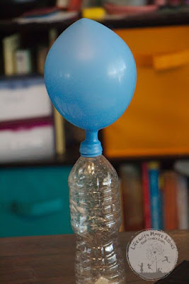 Carbon dioxide from dry ice filling balloon
