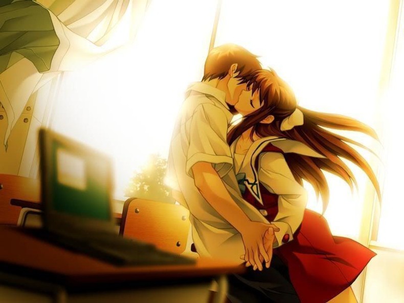 Hình ảnh ảnh anime nam nữ hôn nhau với tình yêu đong đầy