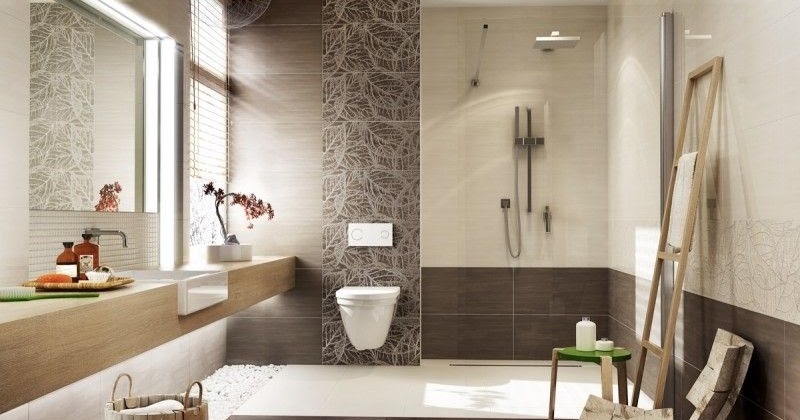 Diseños de baños modernos en beige y chocolate - Colores en Casa