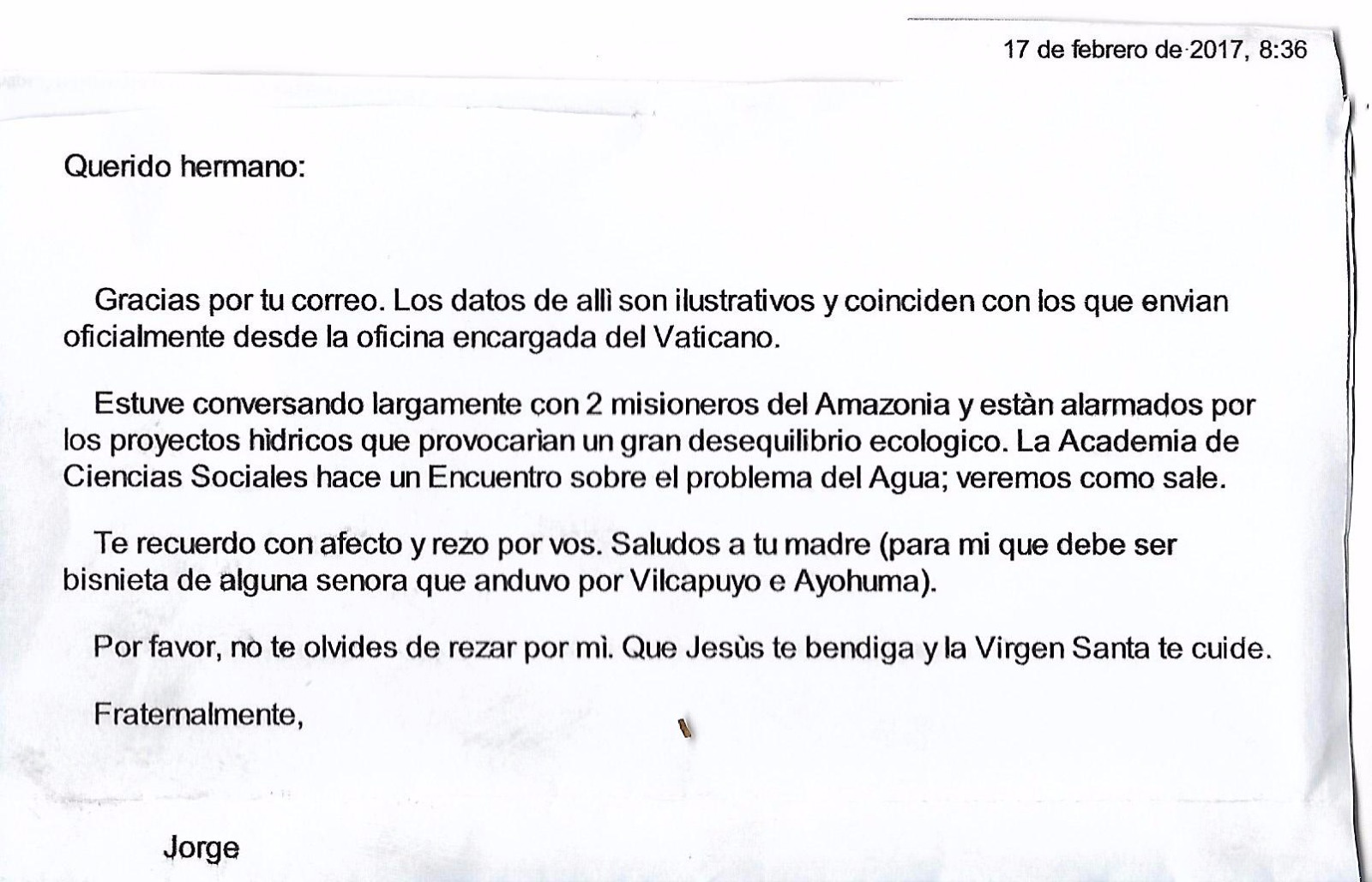 carta a papa