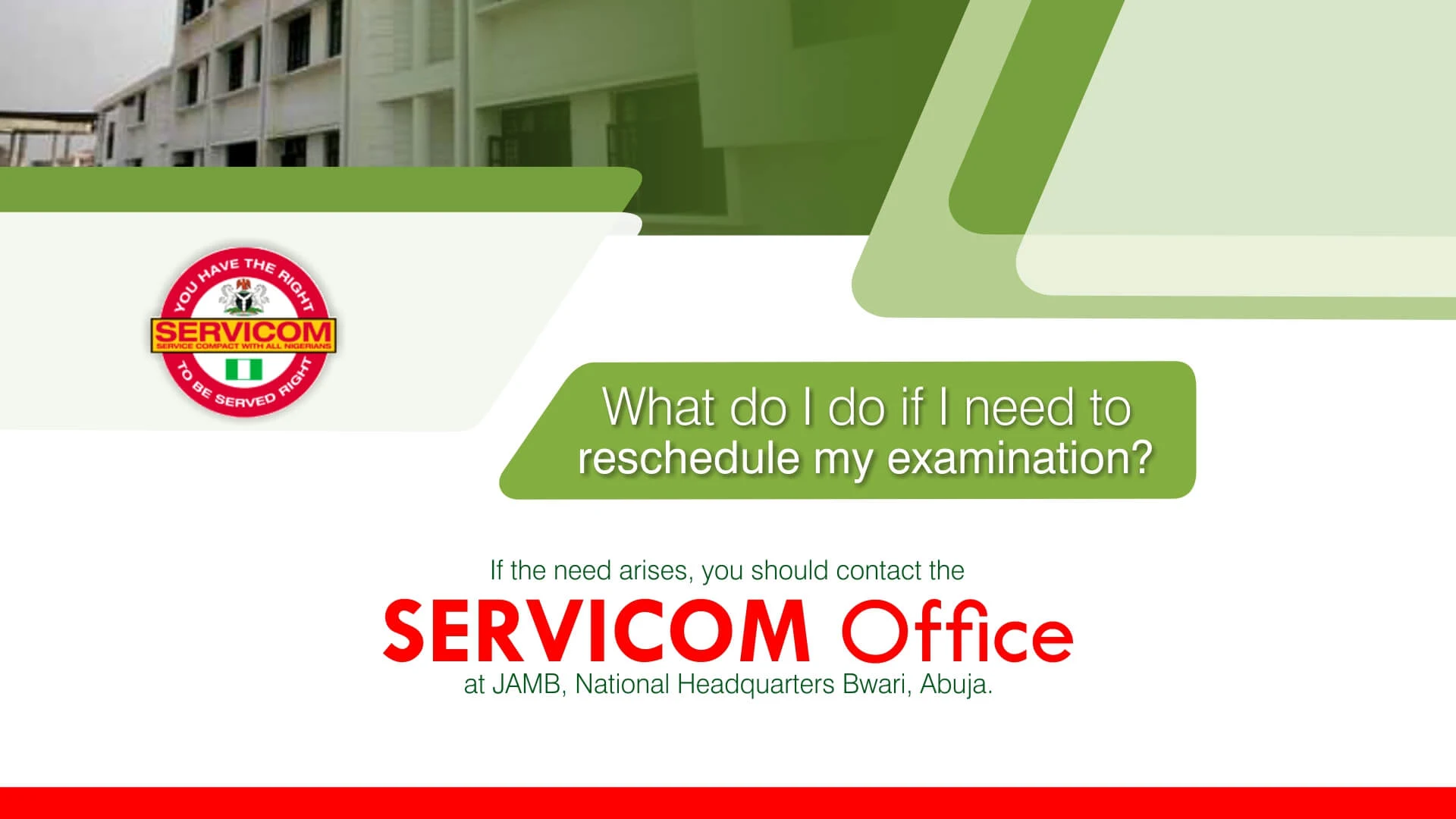 22. What do I do if I need to reschedule my JAMB examination?