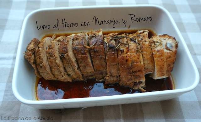 Lomo al horno con naranja y romero.