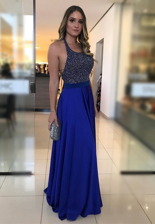 vestido longo azul royal