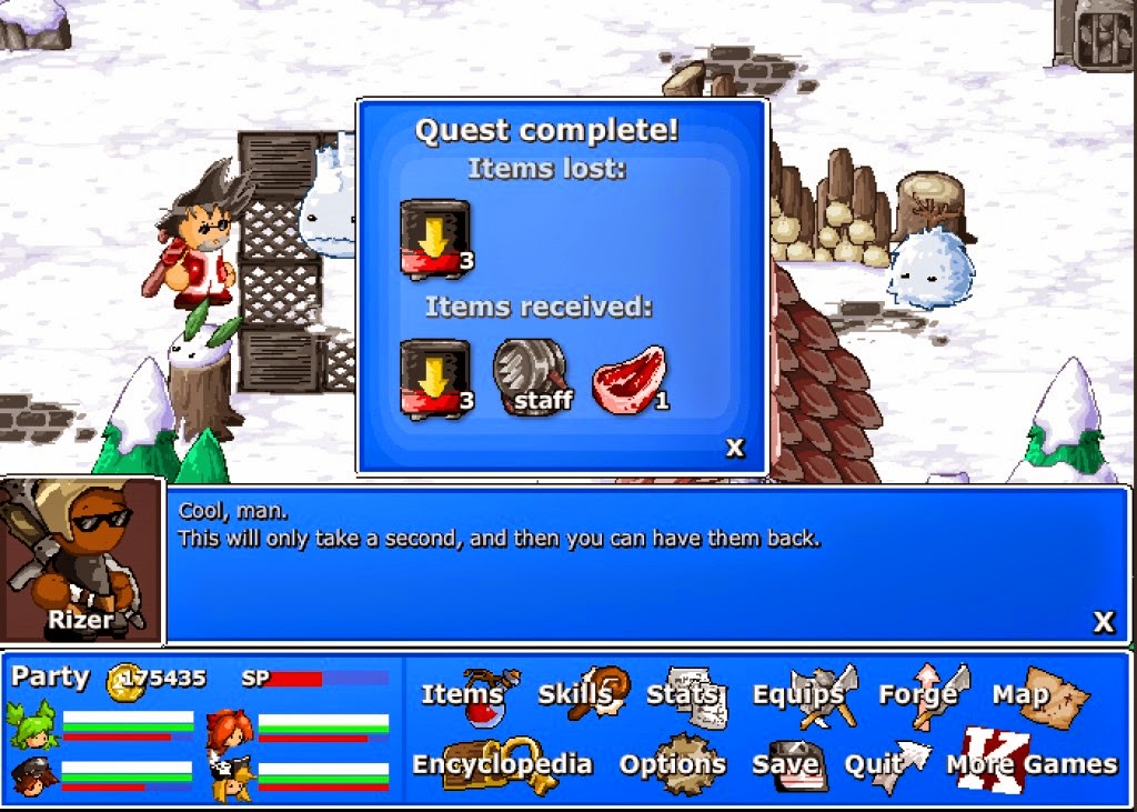 Completin' dem quests in Whitefall Town.