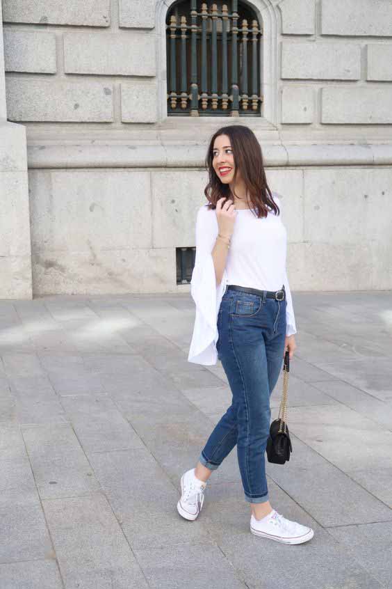 Calça Jeans All Star Branco Cano Alto Look Jeans Look Com Tenis