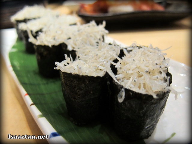 Kamaage Shirasu Sushi - RM6.80 per pair Kamaage Shirasu Sushi - RM6.80 per pair