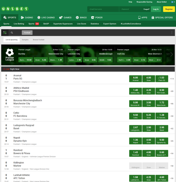 Unibet Bookmaker Unibet Screen