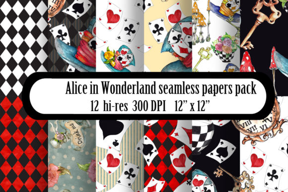 Alice In Wonderland Seamless Patterns