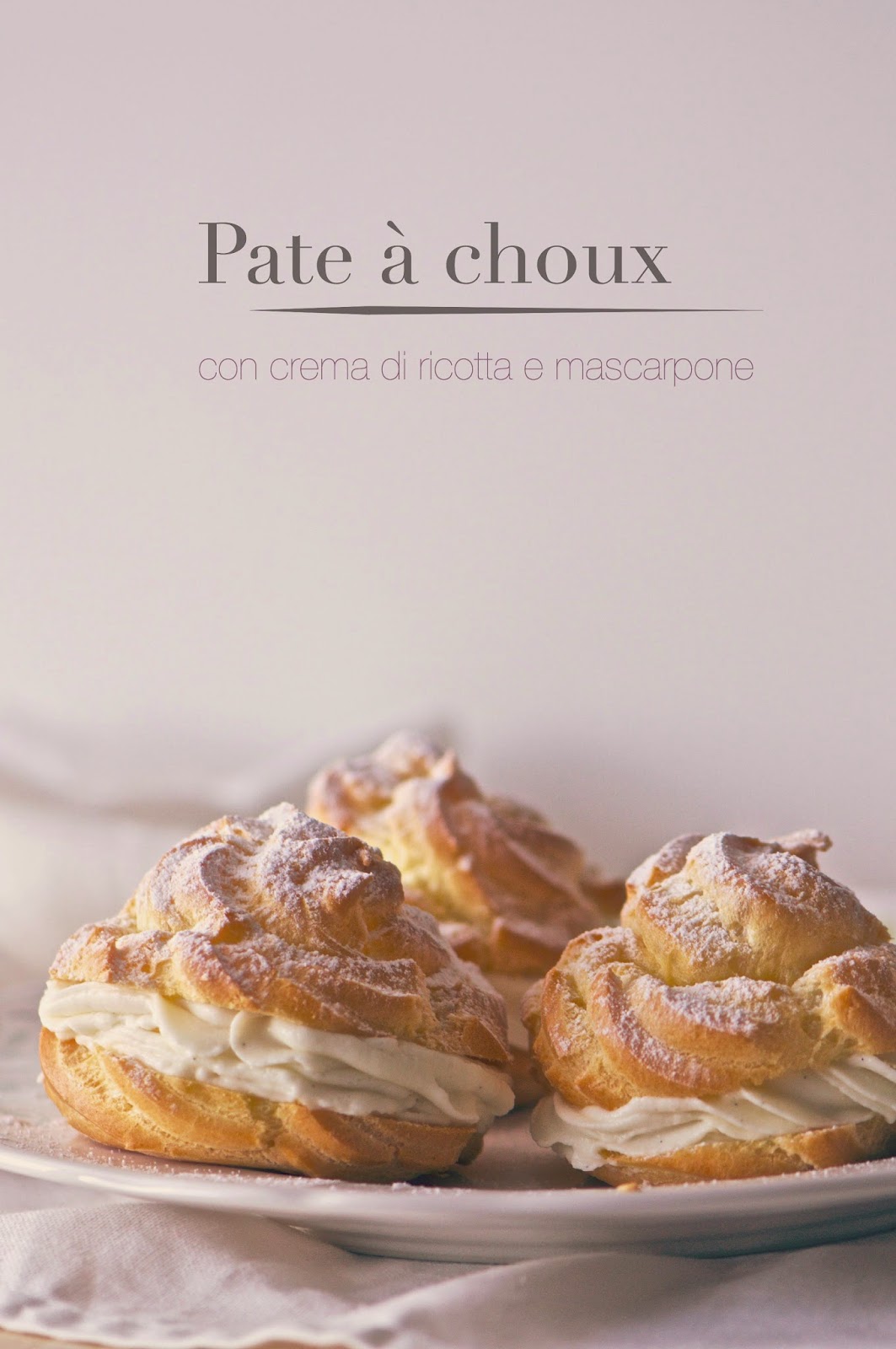 pate à choux con crema di ricotta e mascarpone