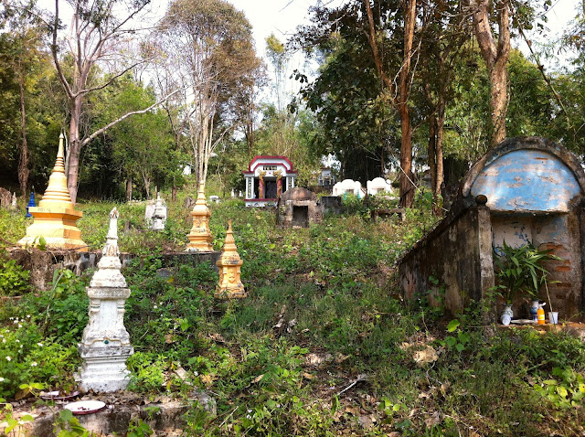More Burmese style graves in North Thailand Motorbike riding in North Thailand