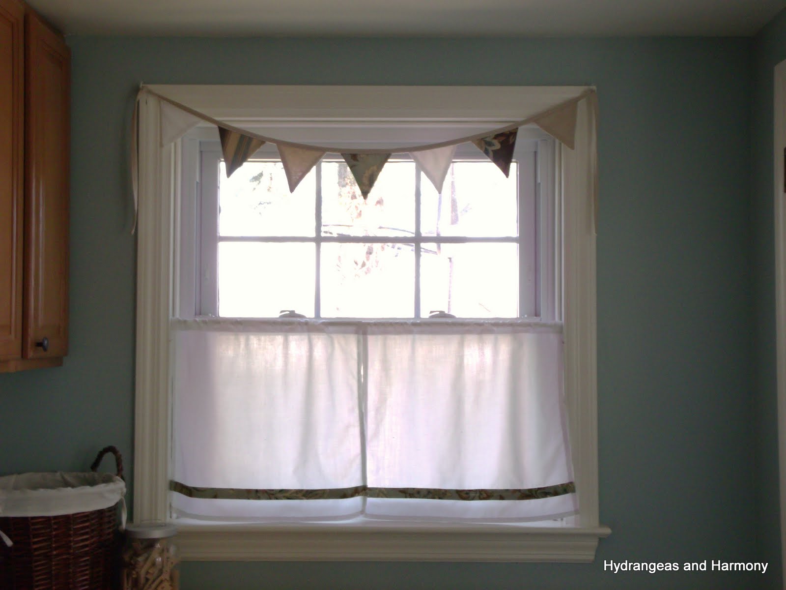 Hydrangeas and Harmony Laundry Room Window Treatment