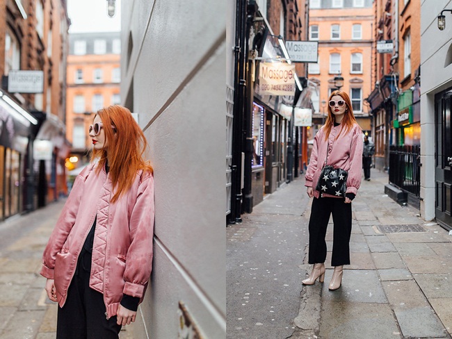 http://lookbook.nu/hannahlouisef Mango 2016 Spring Pink Satin Bomber Jacket