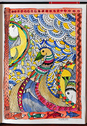 indian madhubani folk paintings easy peacock painting niji yasutomo google yasutomoarts watercolor artwork fishes draw very designs mithila copy creative