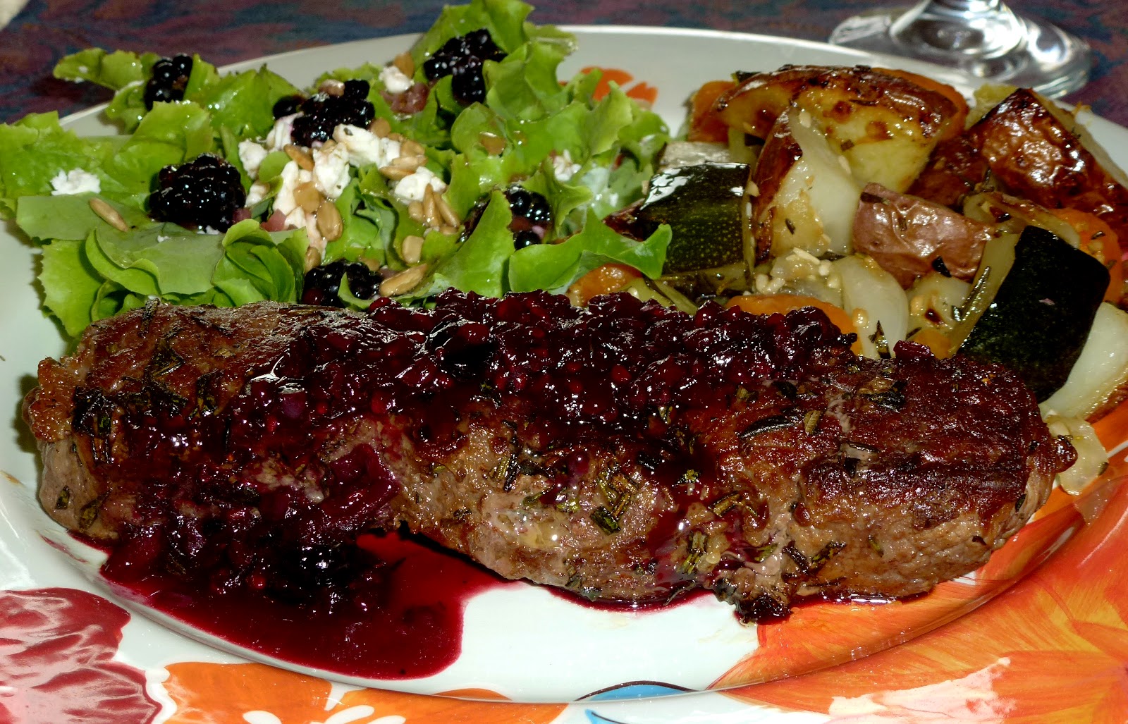 A Savory Table Rosemary Beef with Blackberry Red Wine Sauce