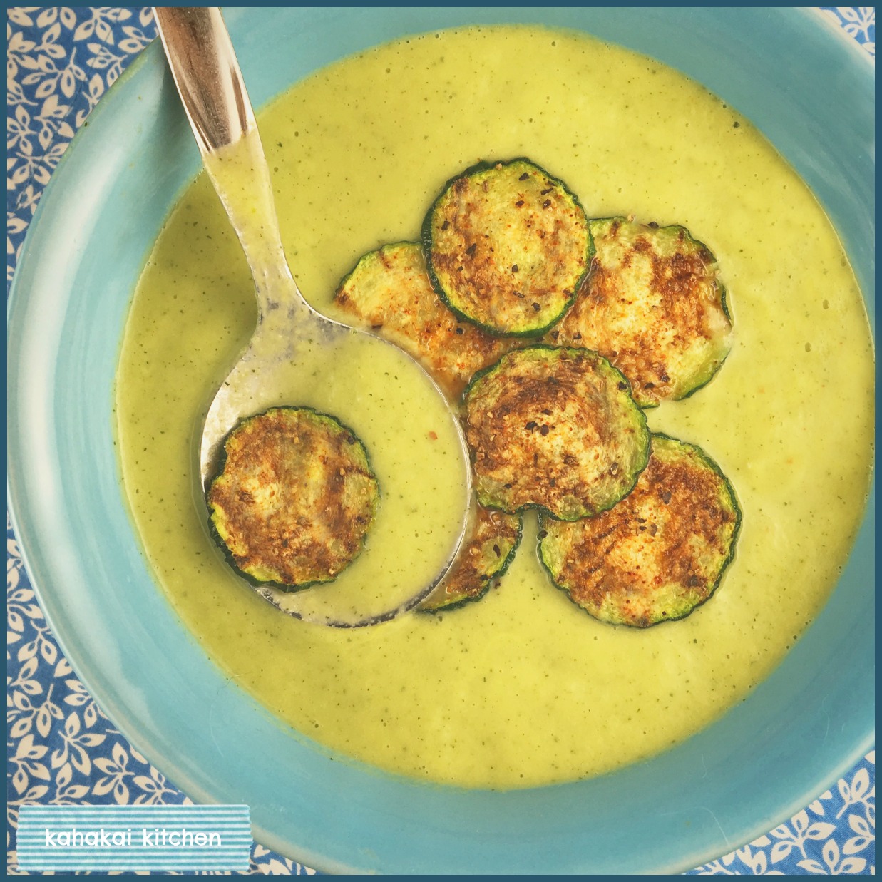 Kahakai Kitchen Creamy (Vegan) Zucchini and Leek Soup with Spicy
