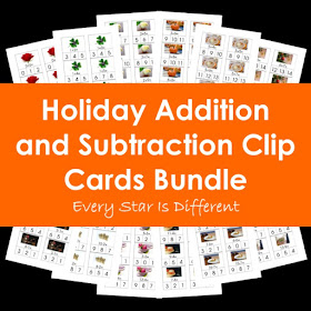 Holidays Addition and Subtraction Clip Cards Bundle