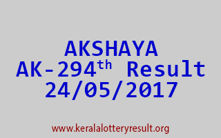 AKSHAYA Lottery AK 294 Results 24-5-2017