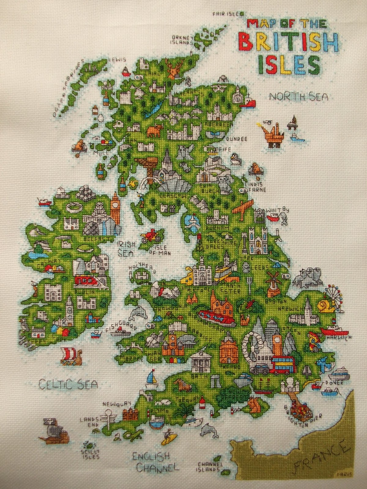 Cross Stitch A to Z UK map / map of the British Isles Cross Stitcher 345