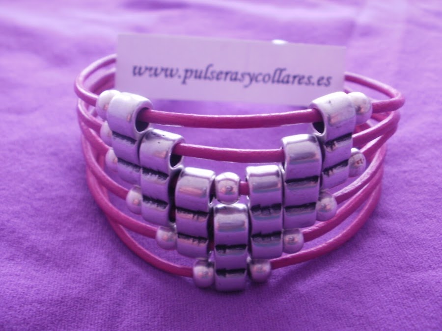 pulseras y collares, pulsera de cuero y zamak, comprar pulsera