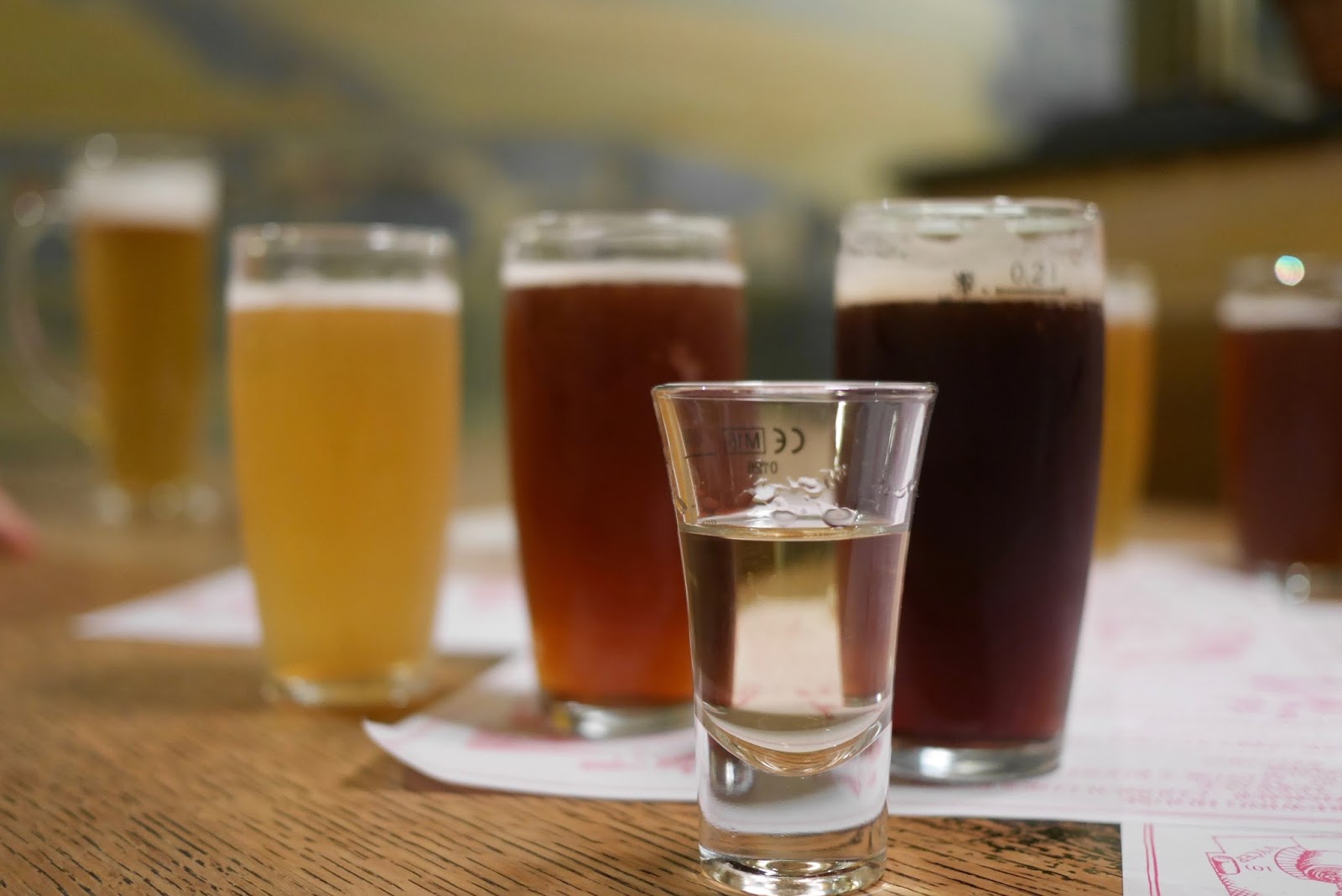 Selection of colourful beers to try during the Beer Prague tour, CalMcTravel.com