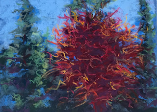 Kentucky Glass pastel painting by Marion Corbin Mayer Chihuly Makers Mark glass installation
