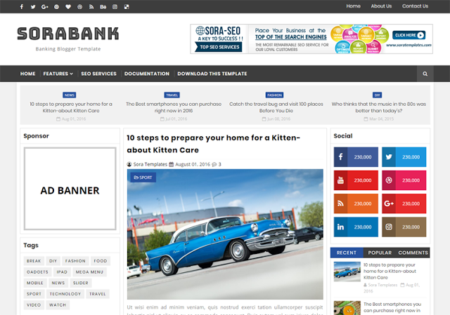 Sora Bank Blogger Template Blogger Template
