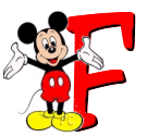 Alfabeto de Mickey Mouse en diferentes posturas y vestuarios F.