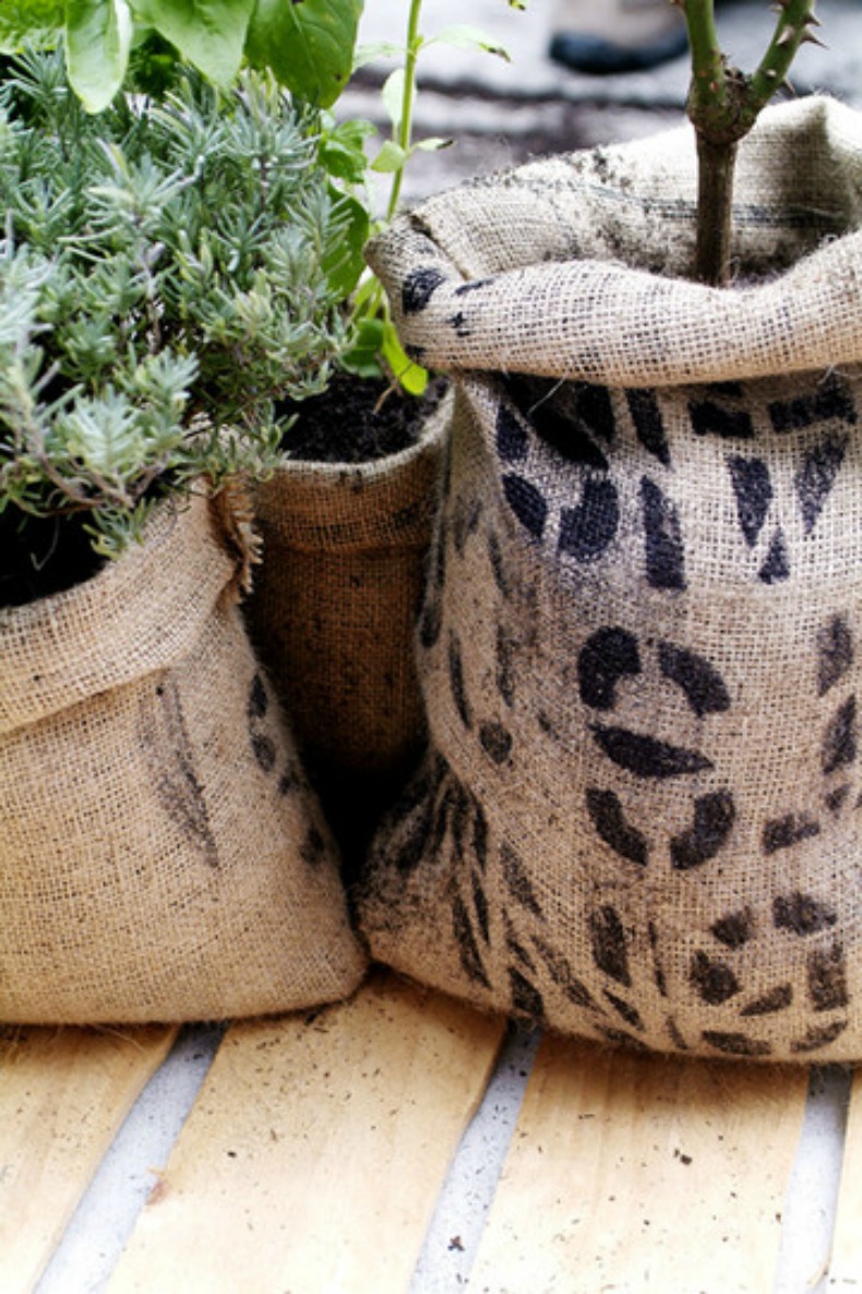 Coffee bag planter Coastal coffee sack DIY planter