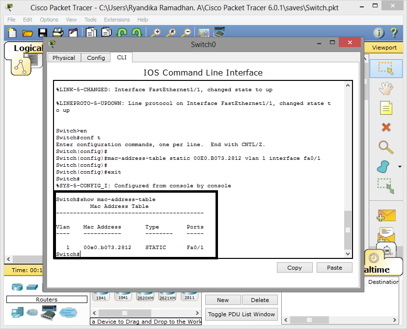Show mac address table. Show mac address table