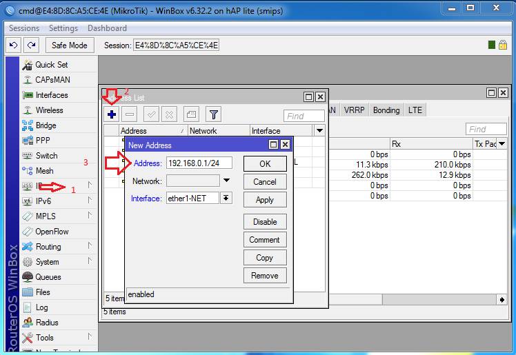 Cara Konfigurasi IP address di Mikrotik Routerboard Pasang Jaringan