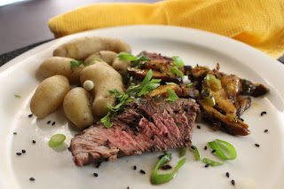 Grilled Ribeye with Shiitake Wasabe Relish