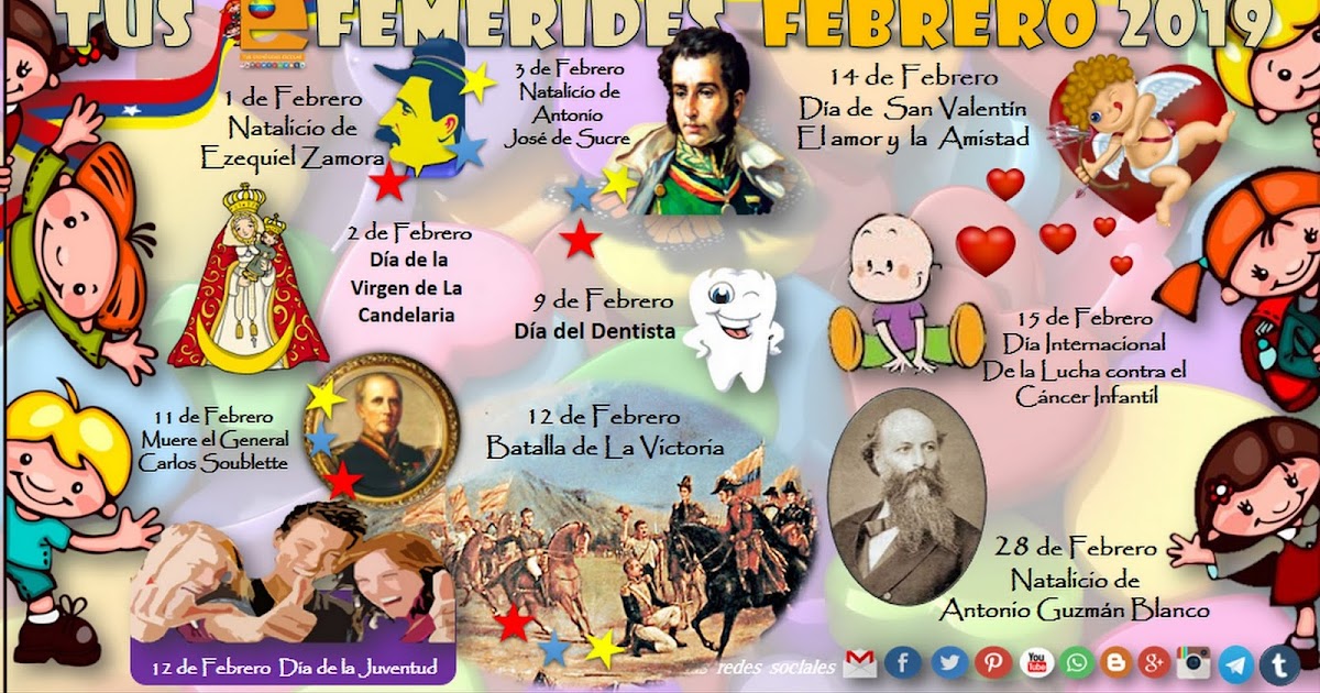 📚 Tus Efemérides Escolar 20122023 📅 Tus Efemérides Mes de Febrero 2019