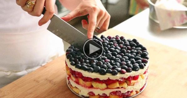 Beautiful No-Bake Red, White and Blue Berry Trifle
