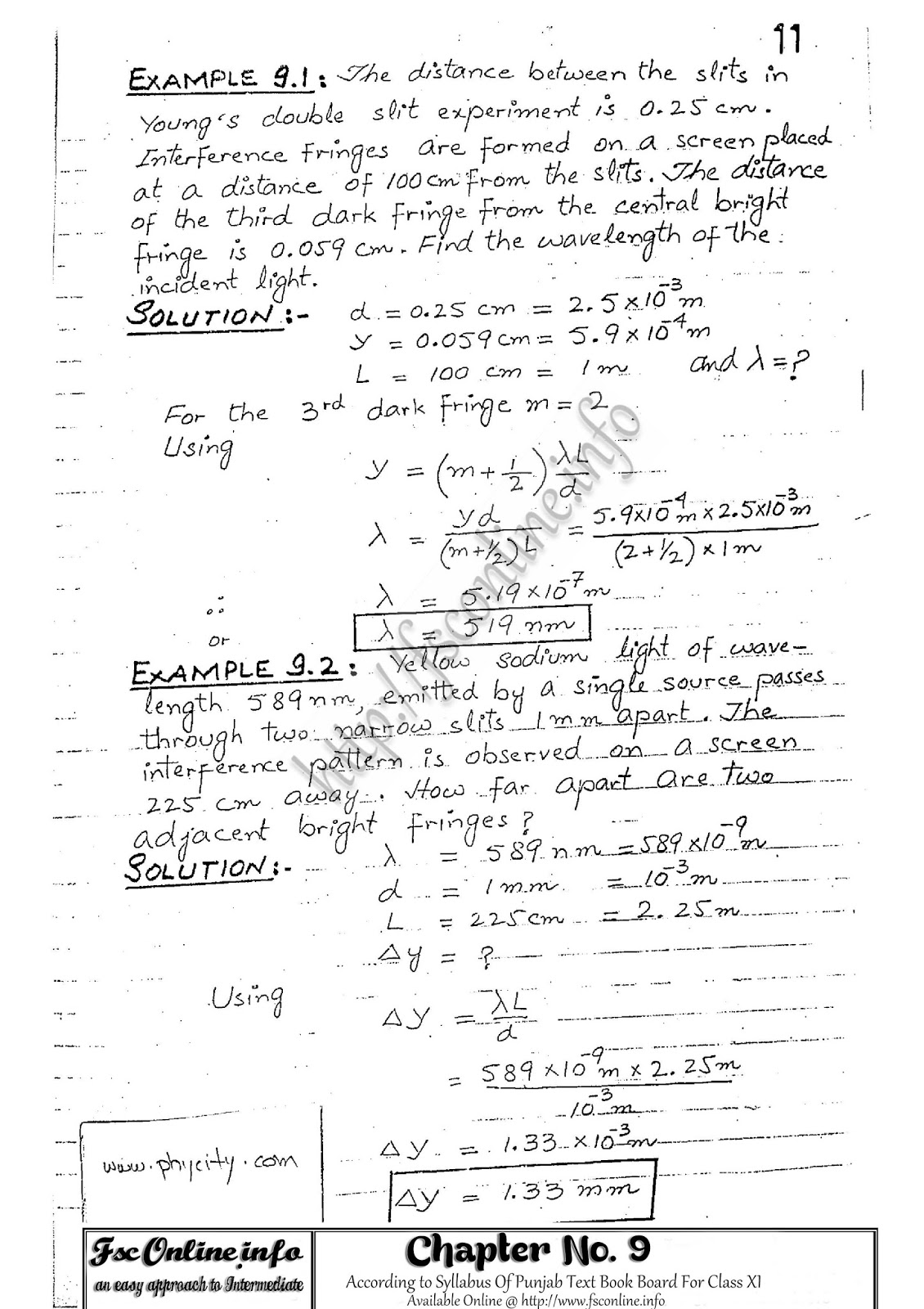 Physics Practicals CHAPTER 9 (PHYSICAL OPTICS)
