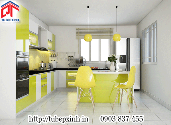 mẫu thiết kế bếp hiện đại và tinh tế tủ bếp chữ L có đảo bếp