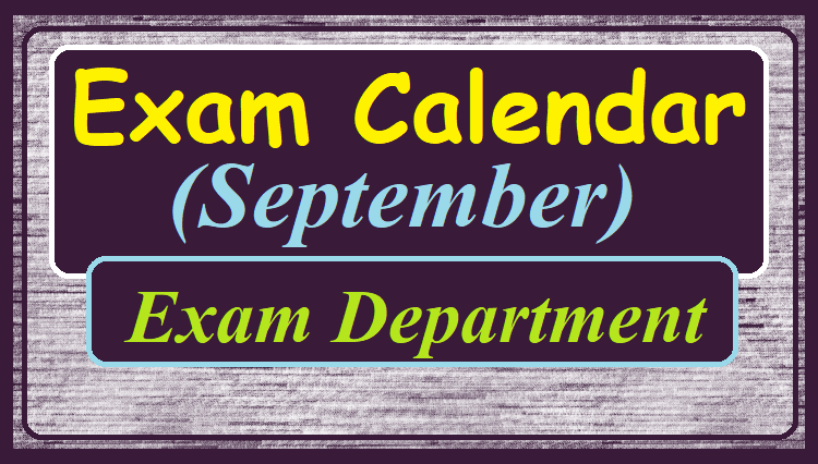 Exam Calendar (September) - Exam Department