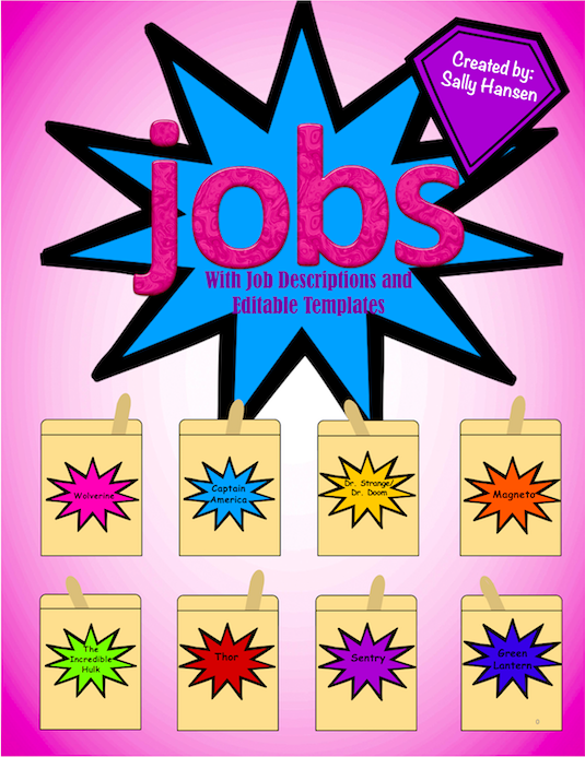 The Best of Teacher Entrepreneurs III Superhero Classroom Job Chart