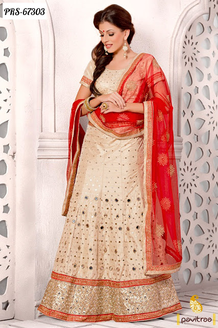 Wedding Bridal Net Beige Lehenga Cholis For Indian Bride Online Collection