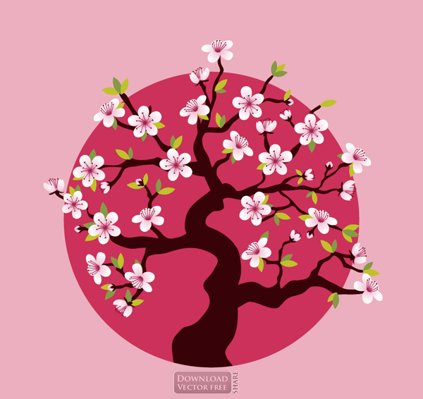 Mẫu cây hoa đào đẹp cherry tree vector 4097 ~ MrPixelVn - Chia sẻ Đồ ...
