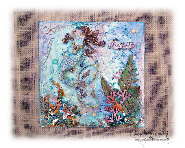 The Sea Mermaid Canvas by Lisa Novogrodski for Scraps of Elegance using the August Kit "By The Sea" The Sea Mermaid Canvas by Lisa Novogrodski for Scraps of Elegance using the August Kit "By The Sea"
