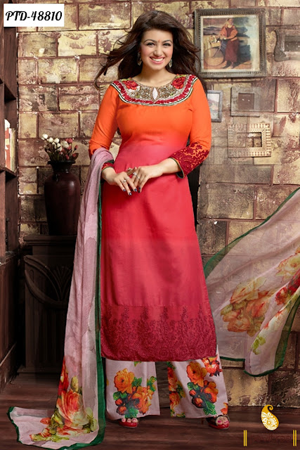 Ayesha Takia special designer orange cotton palazzo pant bollywood salwar suit online at pavitraa.in
