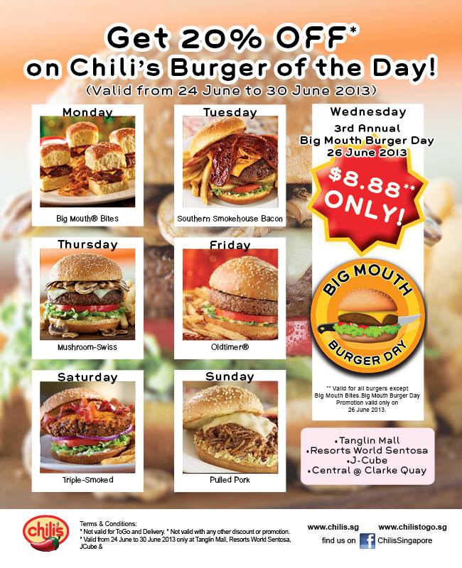Chili's 3rd Annual Big Mouth Burger Day and Burger Week Special
