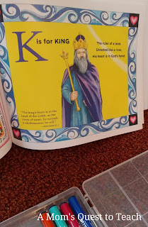 K is for King from ABC Story Bible