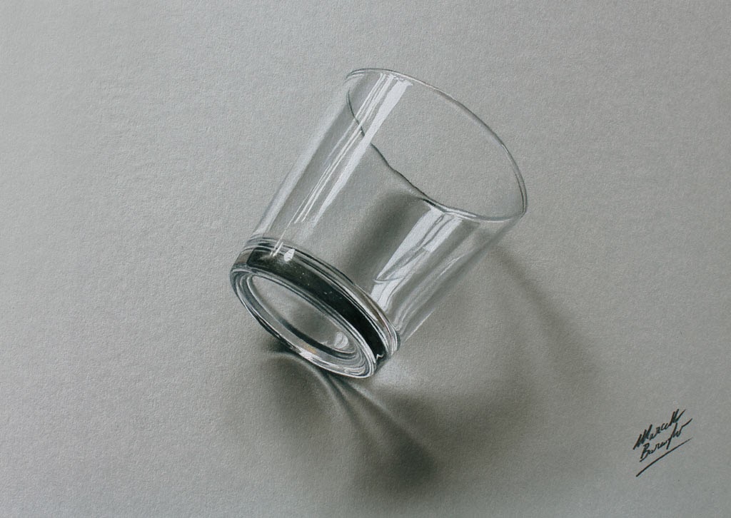 simple glass 3d drawing printable art by marcello barenghi 3d drawing printable